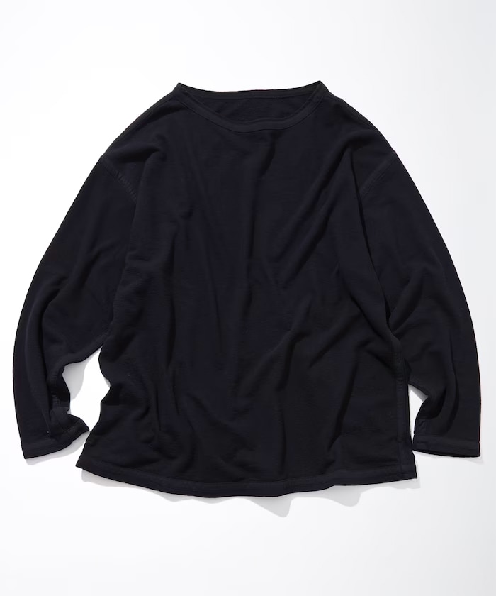 Boat Neck French Terry Long Sleeve T-Shirt