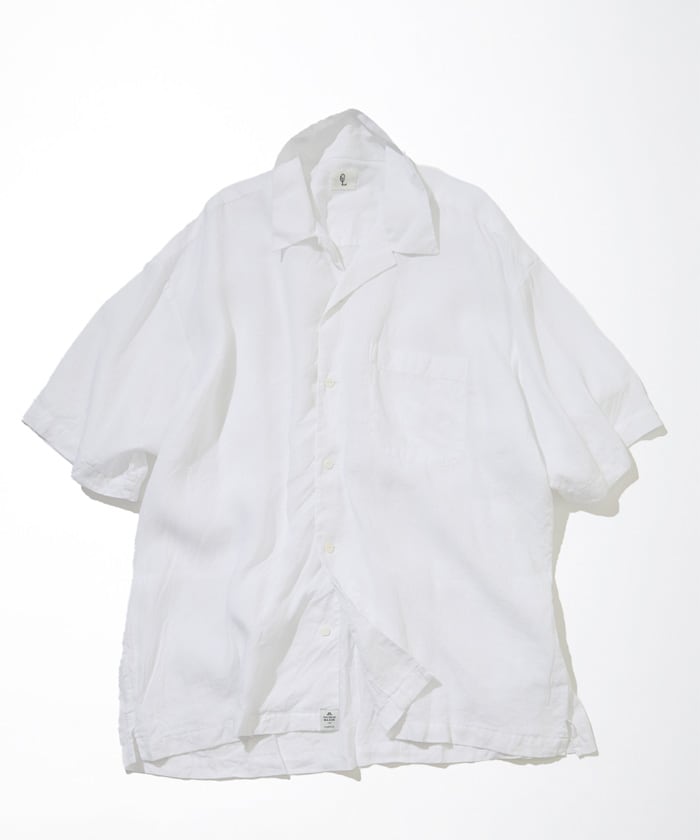 Thomas Mason Linen Open Collar Short sleeve shirt