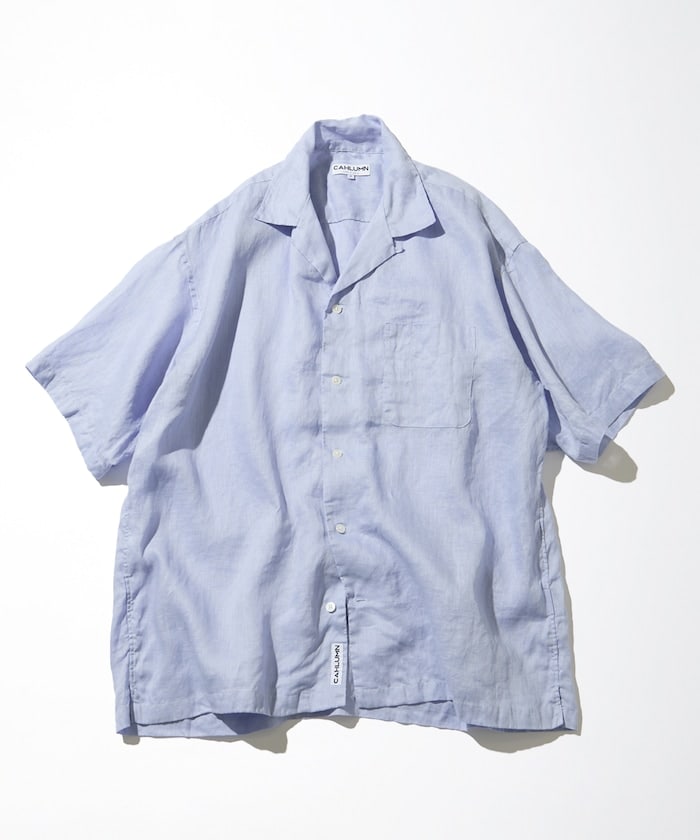 Linen Open Collar Short Sleeve Shirt