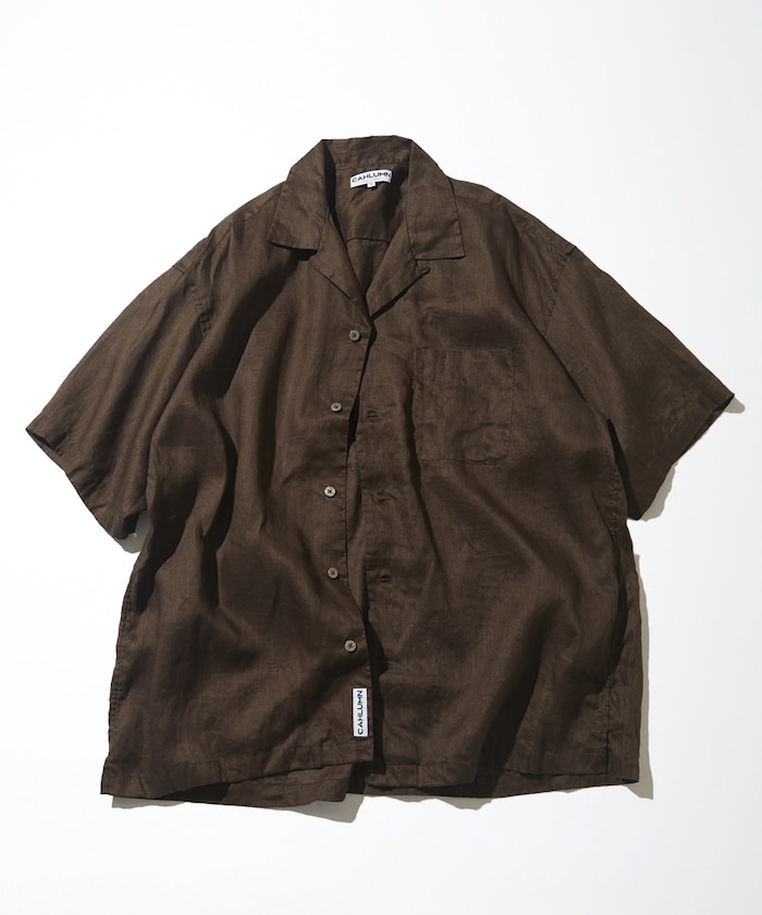 Linen Open Collar Short Sleeve Shirt
