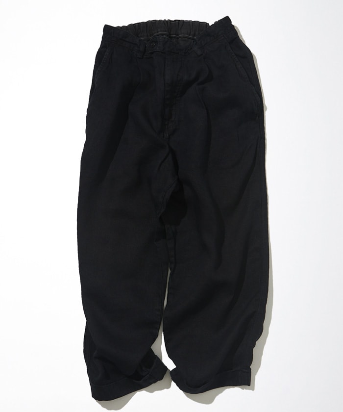 French Linen Denim 1 Tuck Trousers