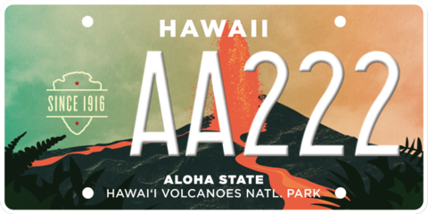 Hawaii_license_plate_2017_national_park_Volcanoes.png