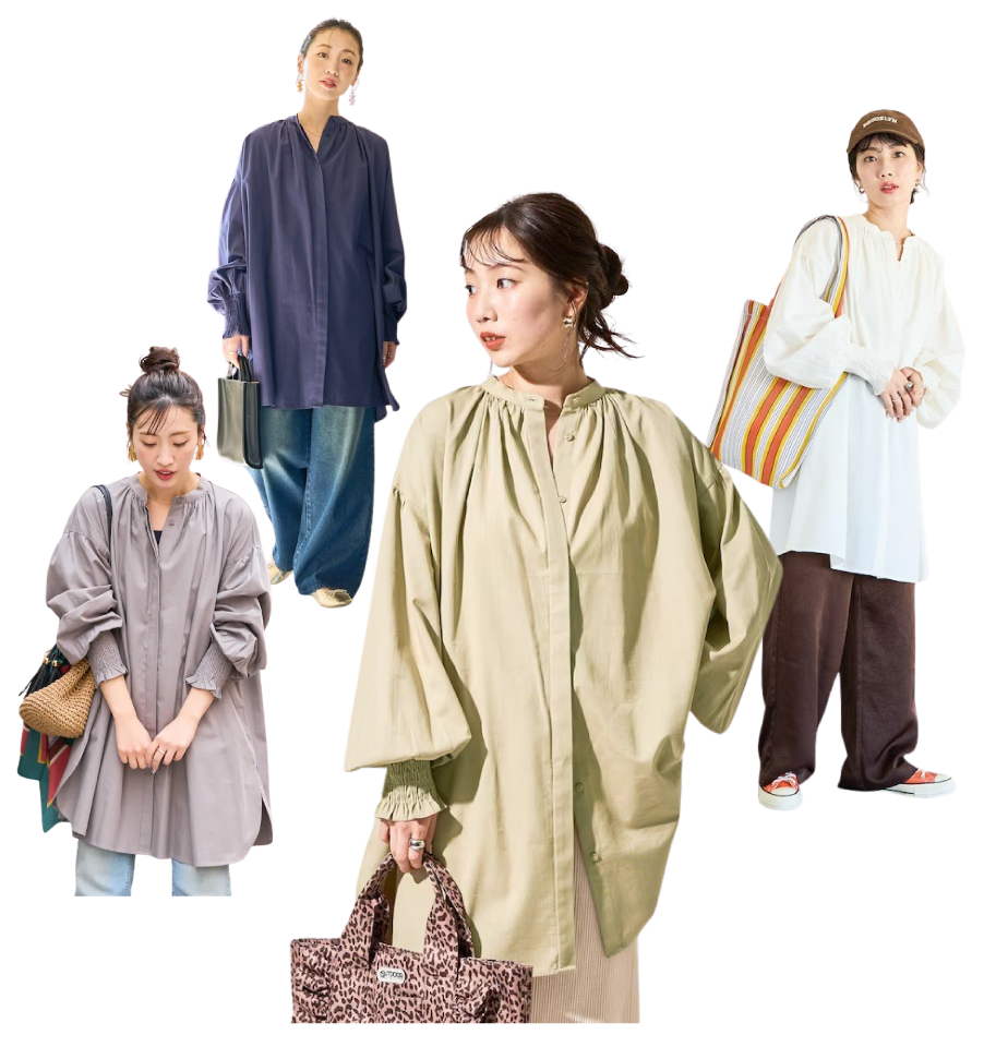 ◾️　フロントタックヘムフレアーシャツブラウス ETRE TOKYO タックフレアペプラムブラウス ￥36,300 立体感の
