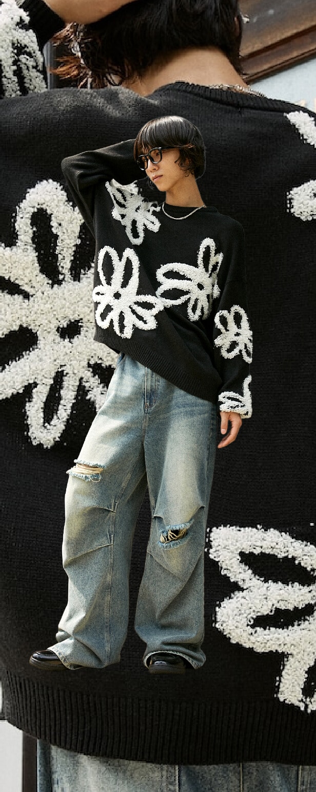 R*o様 Pelleq ニット rienda | ボタニカルRロゴニットトップス (ニット ) |SHEL'TTER WEBSTORE